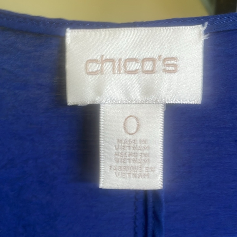 Chico’s Cobalt Blue Offset Asymmetrical Cardigan Sweater W/ Zipper Pockets XS - Picture 4 of 16